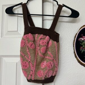 Brown pink knit sweater tank top